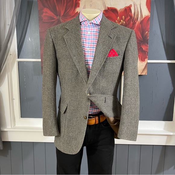 Vintage Pendleton Tweed Blazer Mens 40R Wool Basket Weave Sport Coat Jacket - Picture 12 of 12